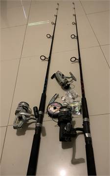 2  CAÑAS PERSONALIZADAs 7FT GOLD W GIMBAL Kit de pesca