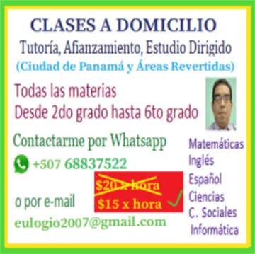 Tutor a Domicilio -- Clases a estudiantes de 2do a 6to grado -- Todas las materias 